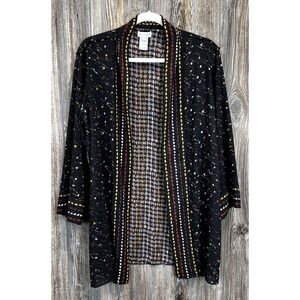 NWT Multiples Open Front Cardigan Lightweight Flowy Reversible Size L Boho